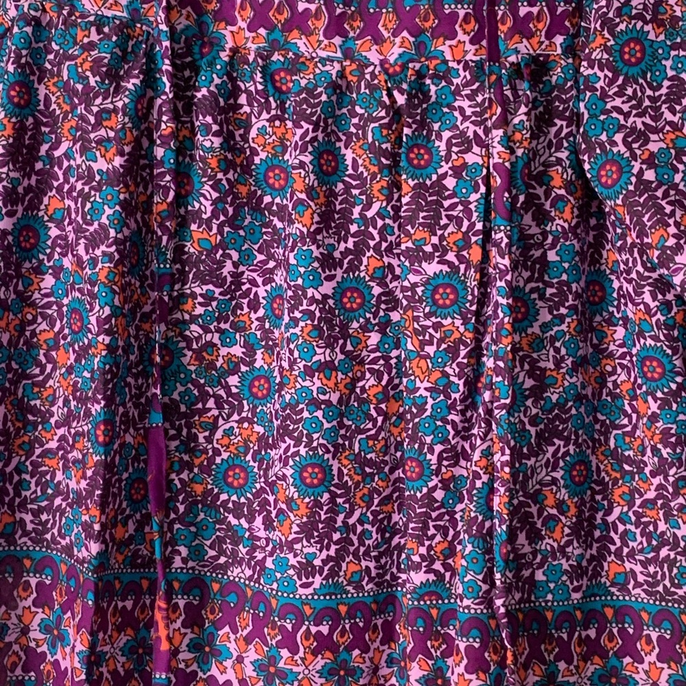 Women’s Fashion Fuse Purple Floral Wide Short Sleeve Oversized Boho Tunic Small - Picture 3 of 10